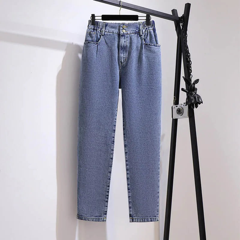 Spring Autumn Loose High Waist Slim Jeans