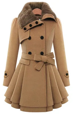 Women's Winter Slim Long Wool Sherpa Coat Double