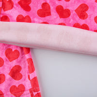 Women Pink Heart Print Velvet Crop