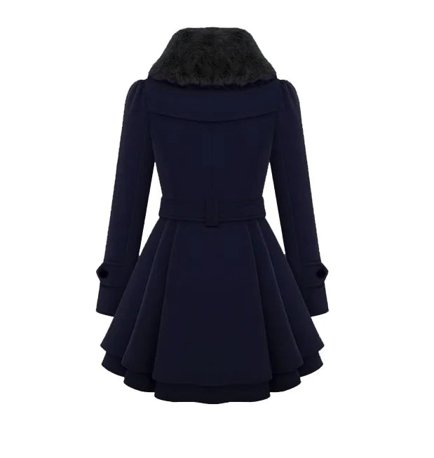 Women's Winter Slim Long Wool Sherpa Coat Double