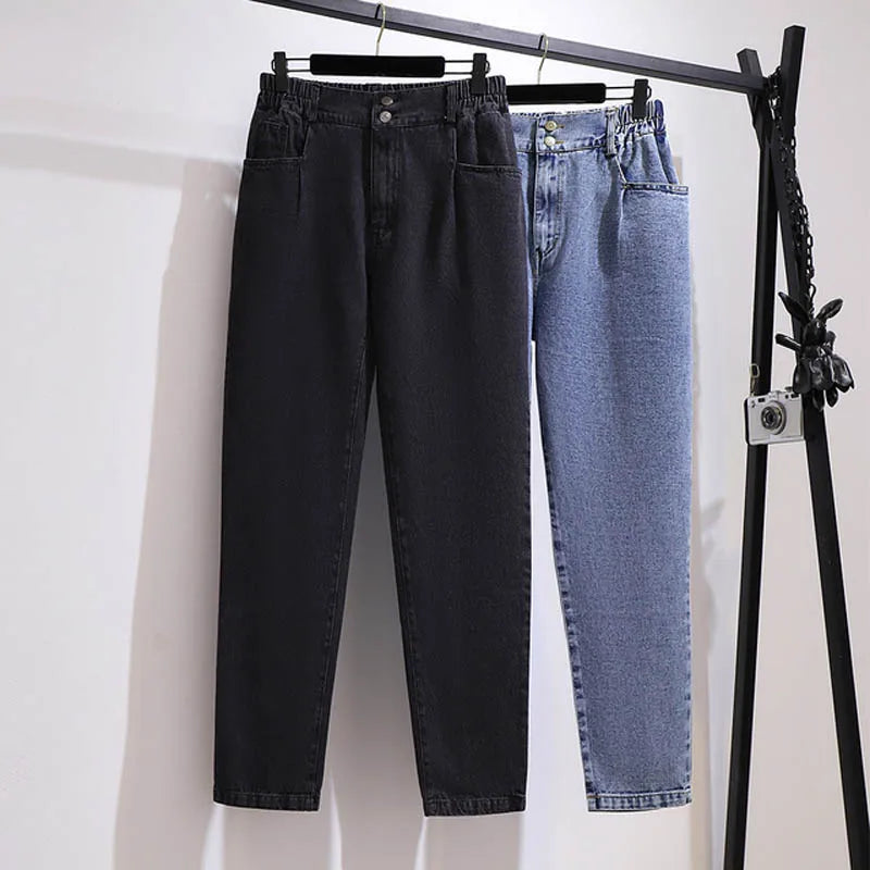Spring Autumn Loose High Waist Slim Jeans