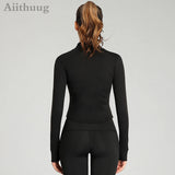 Women Full Zip-up Yoga Top Workout Running Jackets