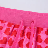 Women Pink Heart Print Velvet Crop
