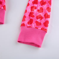 Women Pink Heart Print Velvet Crop