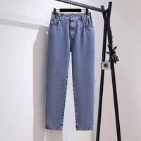 Spring Autumn Loose High Waist Slim Jeans