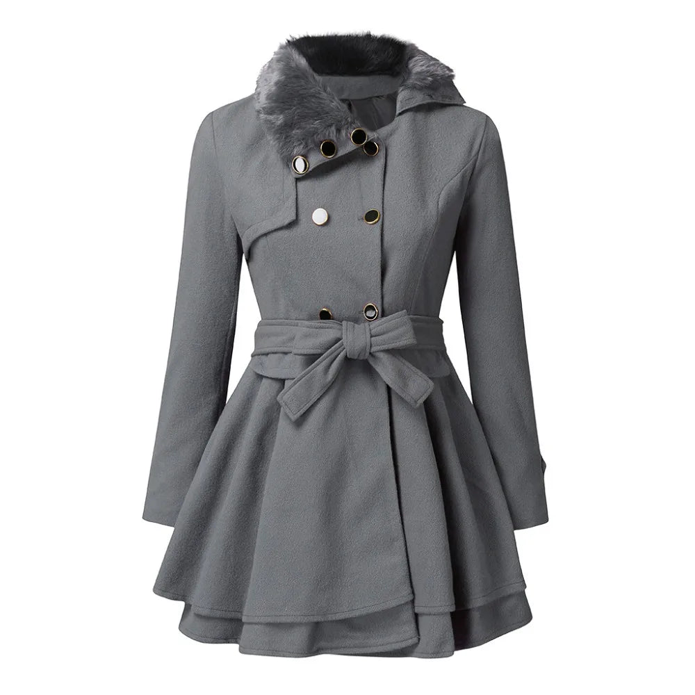 Women's Winter Slim Long Wool Sherpa Coat Double