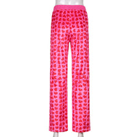Women Pink Heart Print Velvet Crop