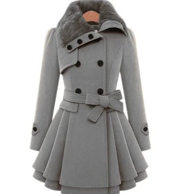 Women's Winter Slim Long Wool Sherpa Coat Double