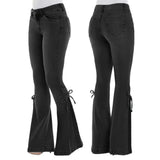 Button Fly Women's Raw Hem Flare Jean