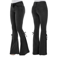 Button Fly Women's Raw Hem Flare Jean