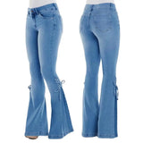 Button Fly Women's Raw Hem Flare Jean