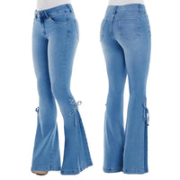 Button Fly Women's Raw Hem Flare Jean