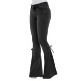 Button Fly Women's Raw Hem Flare Jean