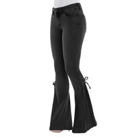 Button Fly Women's Raw Hem Flare Jean