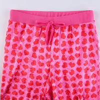 Women Pink Heart Print Velvet Crop