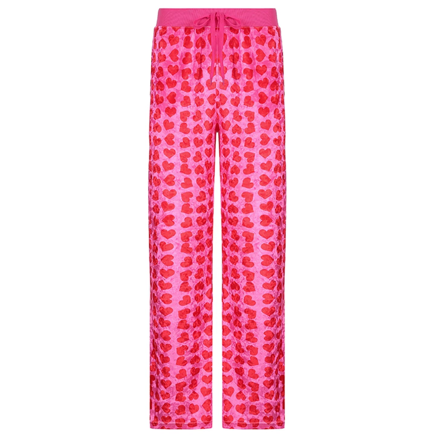Women Pink Heart Print Velvet Crop