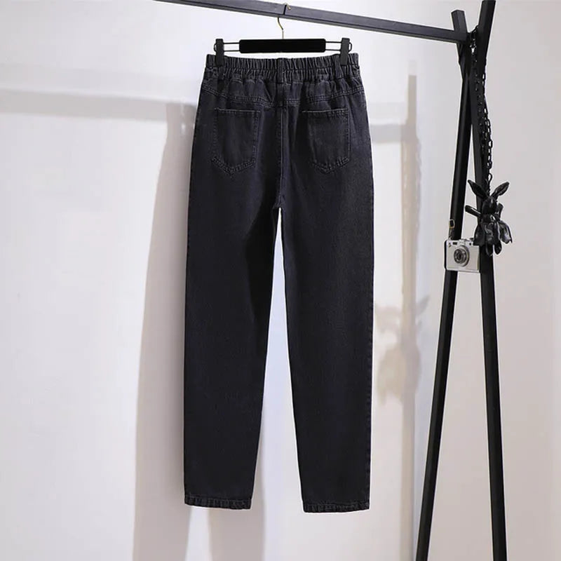 Spring Autumn Loose High Waist Slim Jeans