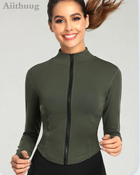 Women Full Zip-up Yoga Top Workout Running Jackets