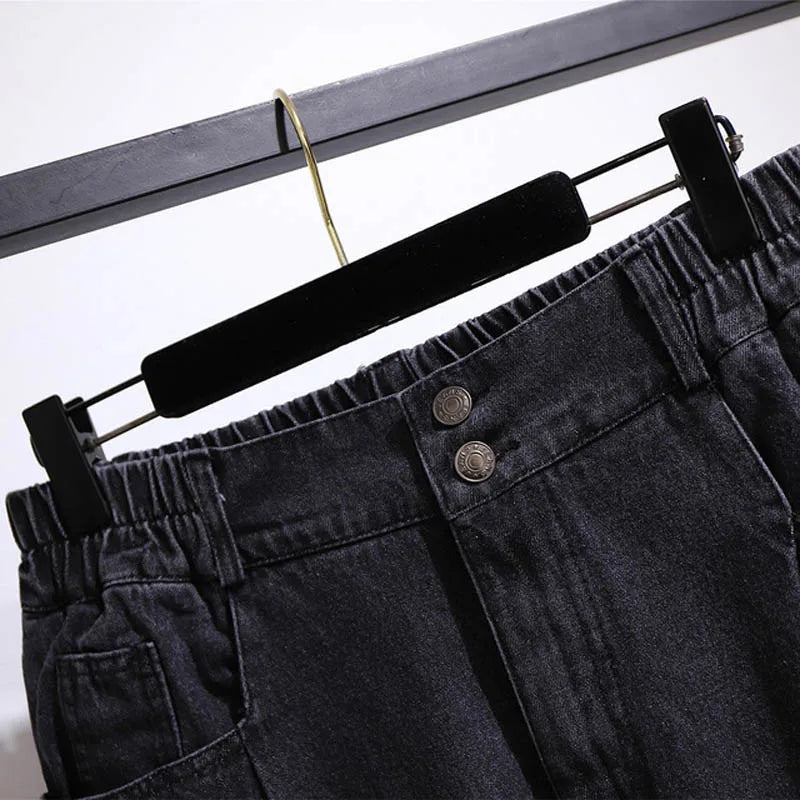 Spring Autumn Loose High Waist Slim Jeans