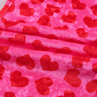 Women Pink Heart Print Velvet Crop