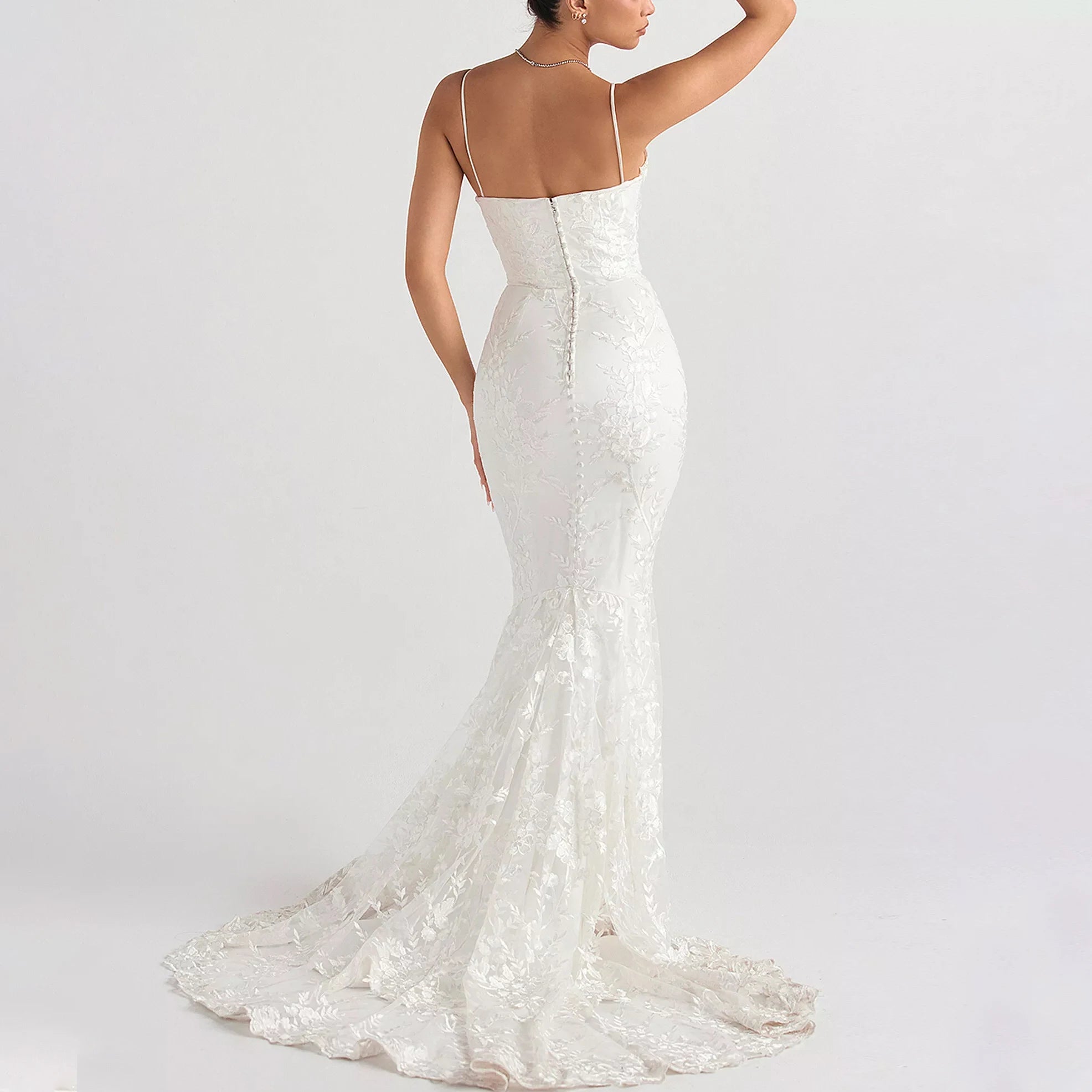 Halter neckline bridal maxi dress