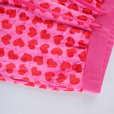 Women Pink Heart Print Velvet Crop