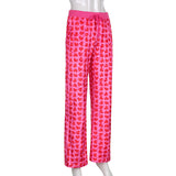 Women Pink Heart Print Velvet Crop
