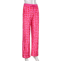 Women Pink Heart Print Velvet Crop