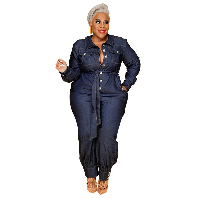 Streetwear Women Plus Size Denim Jumpsuits