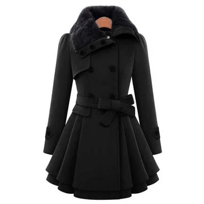 Women's Winter Slim Long Wool Sherpa Coat Double