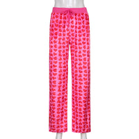 Women Pink Heart Print Velvet Crop