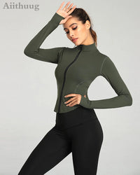 Women Full Zip-up Yoga Top Workout Running Jackets