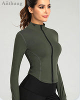 Women Full Zip-up Yoga Top Workout Running Jackets
