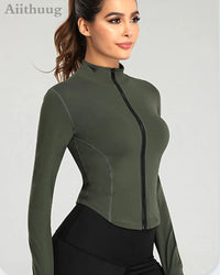 Women Full Zip-up Yoga Top Workout Running Jackets