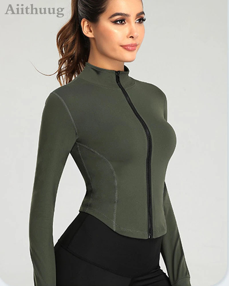 Women Full Zip-up Yoga Top Workout Running Jackets