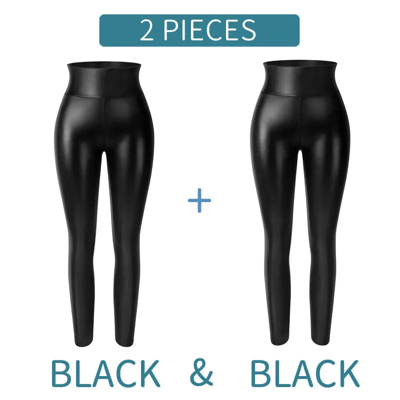 Women High Waist Faux Leather Leggings