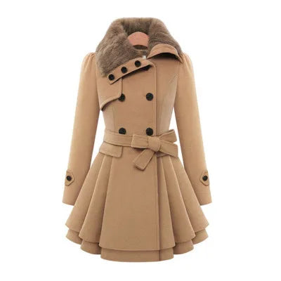 Women's Winter Slim Long Wool Sherpa Coat Double