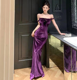 Luxurious velvet long dress for women