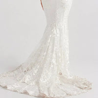 Maxi length bridal dress with lace