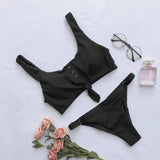Push-up swim top with adjustable straps side angle