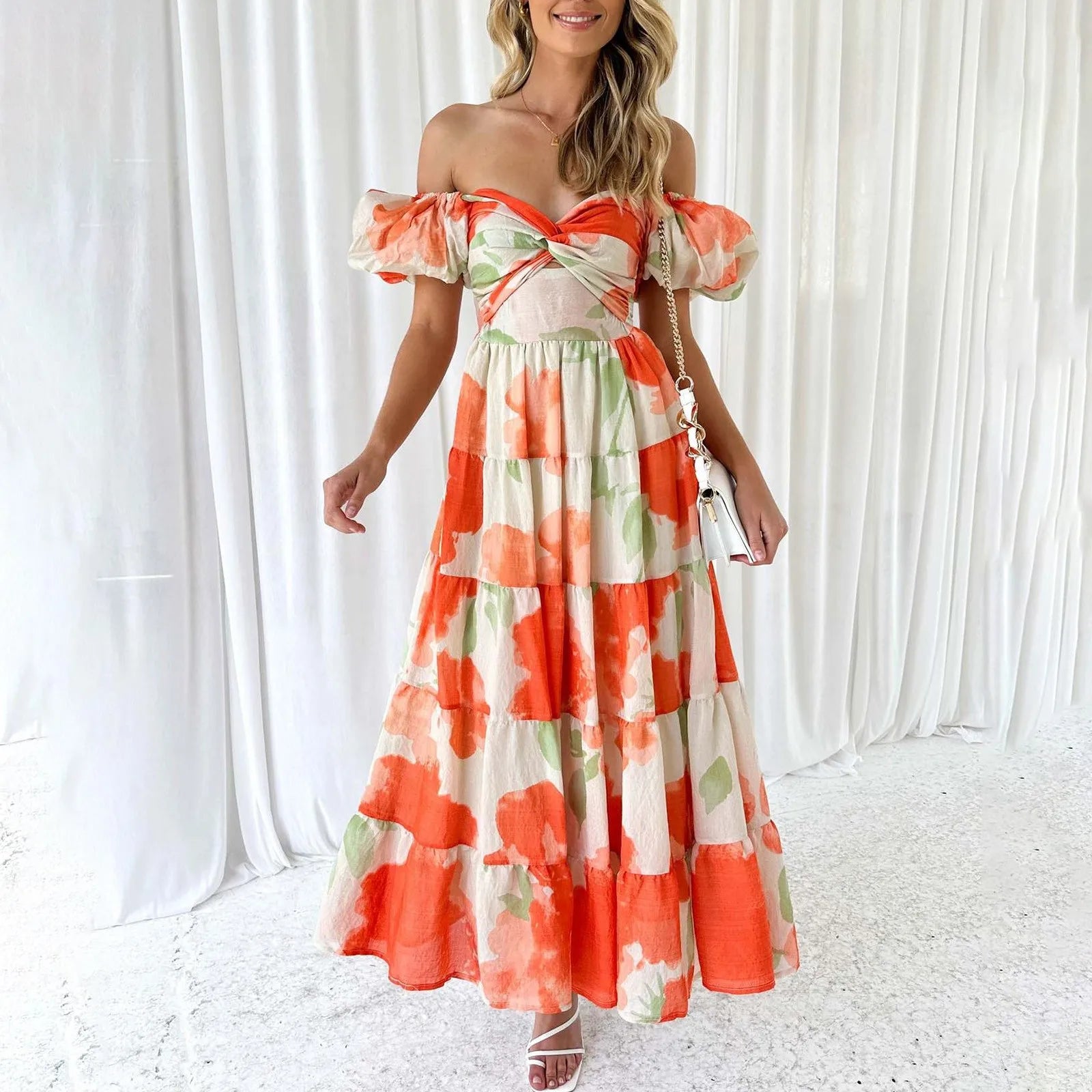 Elegant Floral Cutout Summer Dress