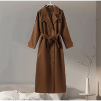 Street Ribbed Woolen Long Coat