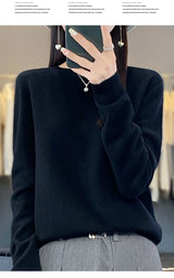 Women's Casual Knitted Pullover Coat – Soft O-Neck Winter Sweater