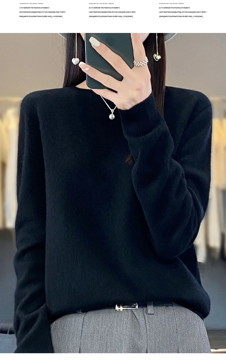 Women's Casual Knitted Pullover Coat – Soft O-Neck Winter Sweater