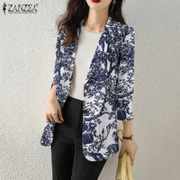 Women Autumn Blazer Retro Printed Coats