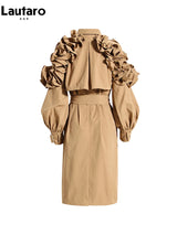 Lautaro Long Black Khaki Trench Coats