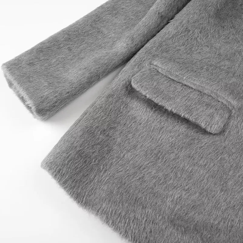Streetwear Long Hairy Shaggy Blazer Coats