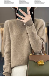 Women's Casual Knitted Pullover Coat – Soft O-Neck Winter Sweater