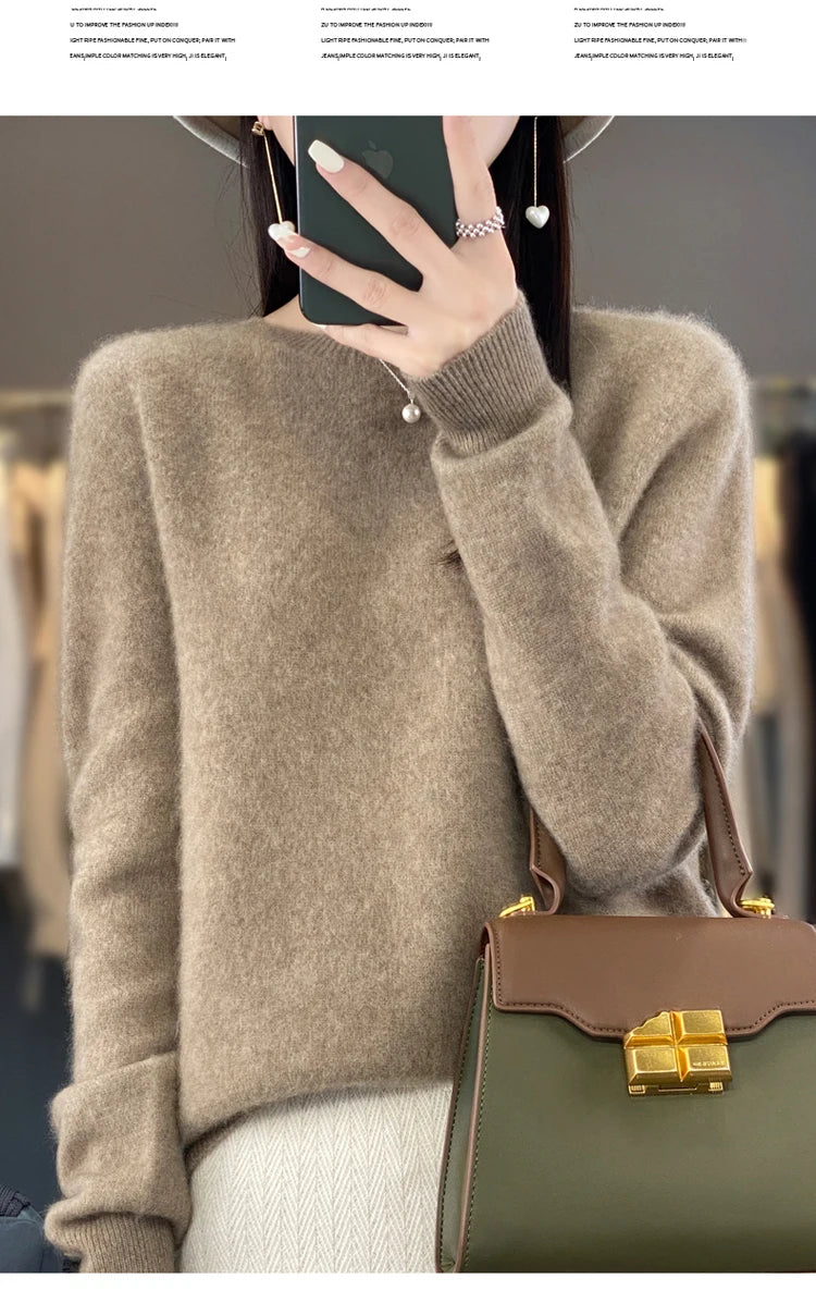 Women's Casual Knitted Pullover Coat – Soft O-Neck Winter Sweater