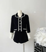 2 Piece Shorts Sets Peter Pan Collar Luxury Cardigans Fashion